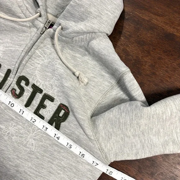 Vtg Hollister Y2K Womens Zip Hoodie Floral Medium Logo Surf‎ Skater Streetwear - Picture 8 of 9